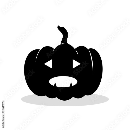 Halloween pumpkin black silhouette isolated on white background. Flat style vector