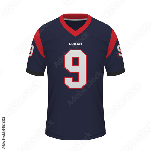 Realistic American football shirt of Houston, jersey template