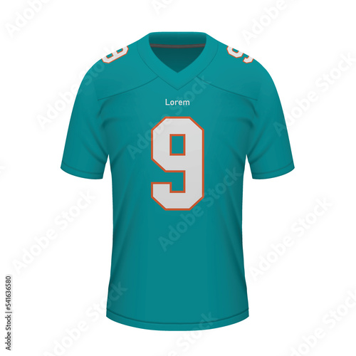Realistic American football shirt of Miami, jersey template