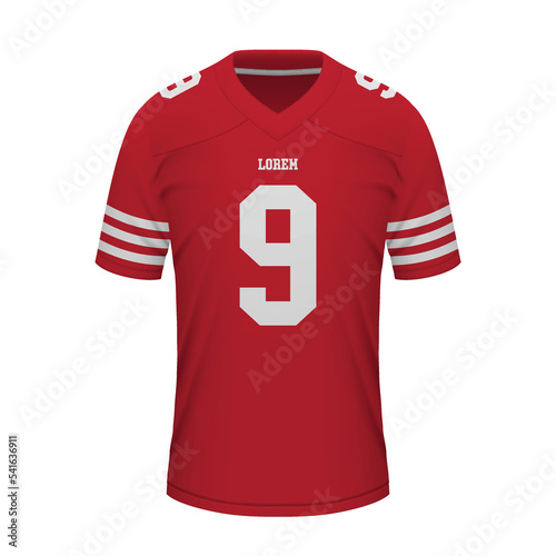 Realistic American football shirt of San Francisco, jersey template
