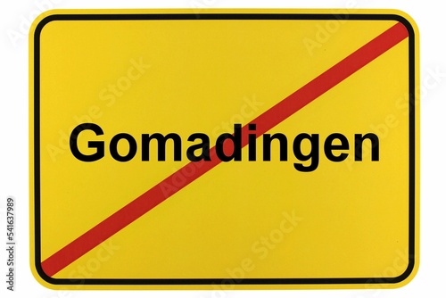 Illustration eines Ortsschildes der Gemeinde Gomadingen in Baden-Württemberg photo