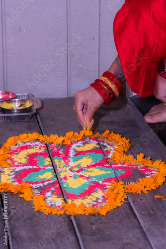 Rangoli Mandala Nepali Mandala Rangoli Making Tihar Mandap Nepali Festival Deepawali Dipawali