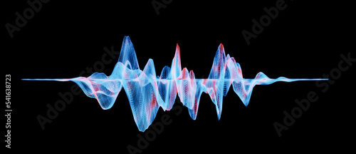 Abstract sound waves waveform isolated on black background with copy space for text photo