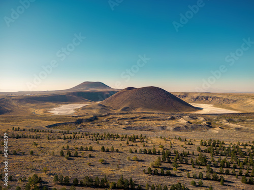 Aerial view of Meke lake with Meke mountain in the background at sunrise