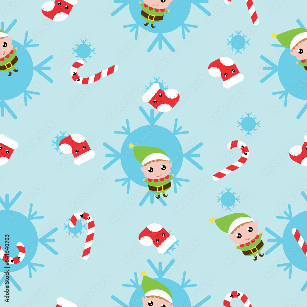 Simple Christmas seamless pattern with New Year elements. Simple Christmas seamless pattern with New Year elements.