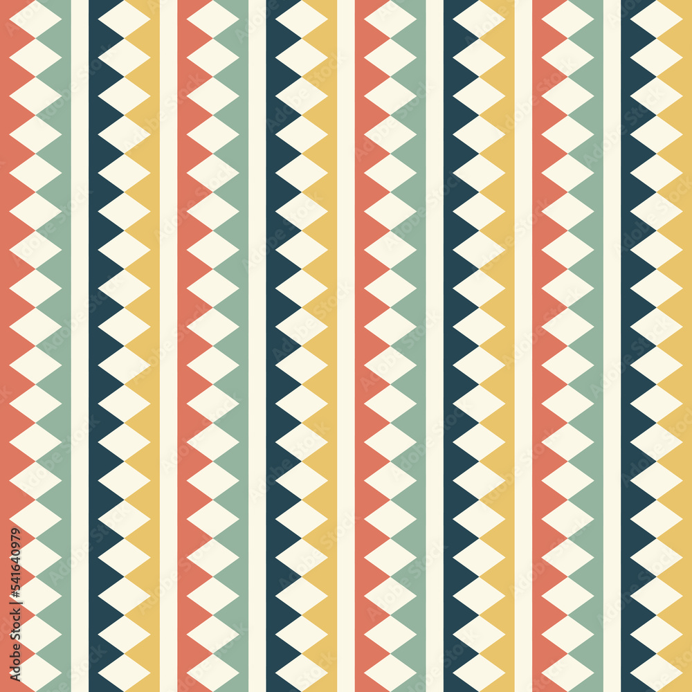 Seamless pattern in retro style. Abstract texture decorative 50`s, 60's, 70's style. Can be used for fabric, wallpaper, textile, wall decoration. Vector illustration