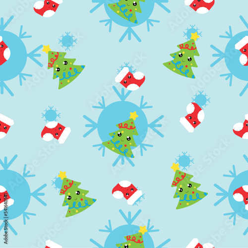 Simple Christmas seamless pattern with New Year elements.