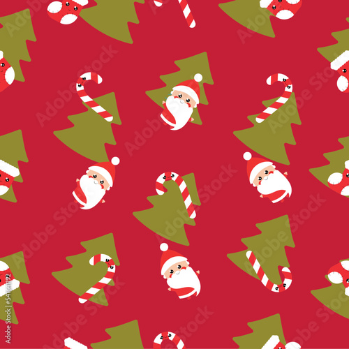 Simple Christmas seamless pattern with New Year elements.