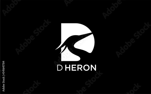 letter d heron logo design templates