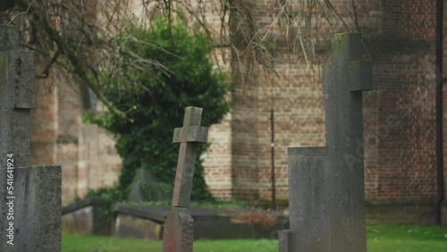 A stone cross in cemetery