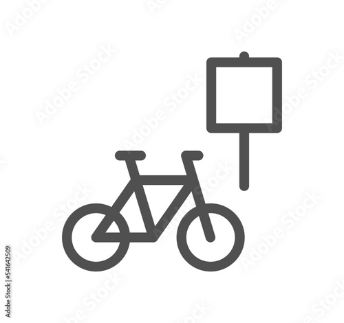 Bicycle and transportation icon outline and linear vector.