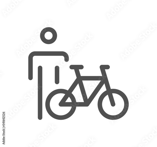 Bicycle and transportation icon outline and linear vector.