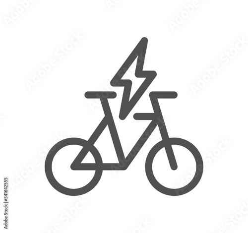 Bicycle and transportation icon outline and linear vector.