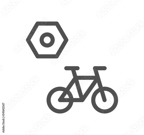 Bicycle and transportation icon outline and linear vector.