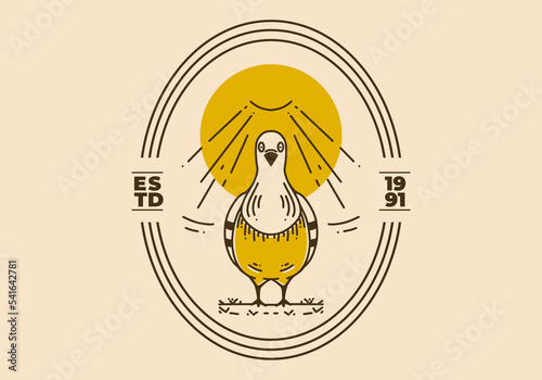 Vintage art illustration of a standing pigeon