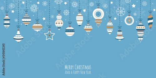 vintage christmas baubles with ornaments