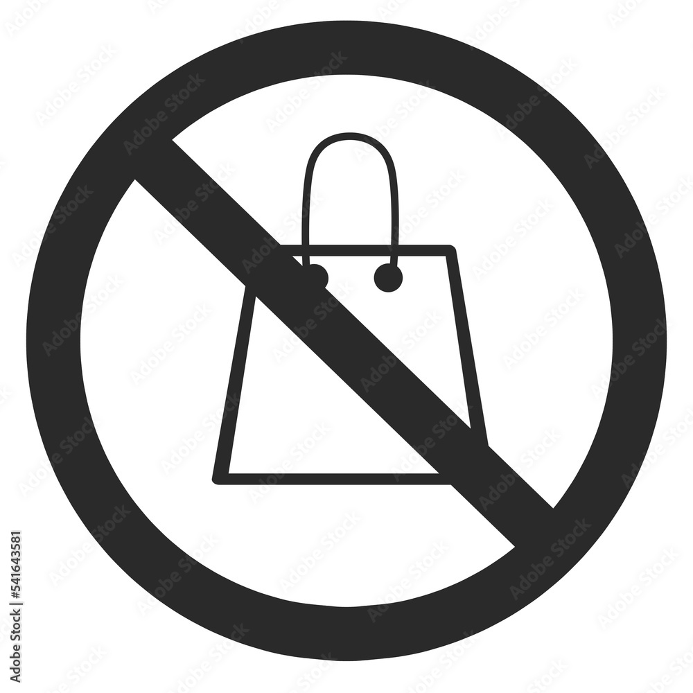 no bag sign, do not carrying bag sign, bag not allowed icon Stock