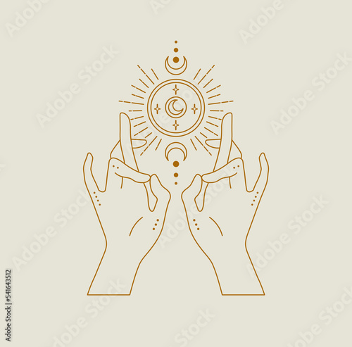Fortune hand line art logo illustration
