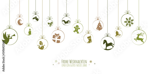 hanging baubles with christmas icons and greetings