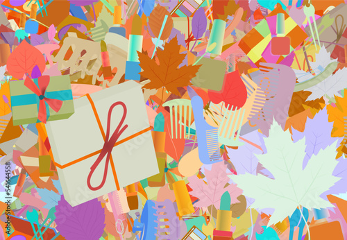 Background pattern abstract seamless design texture. Theme is about wrap, new, claw, hairpin, background, valentine, tones, makeup, christmas, tree, raker, ribbon, wrapped, parlor, apple