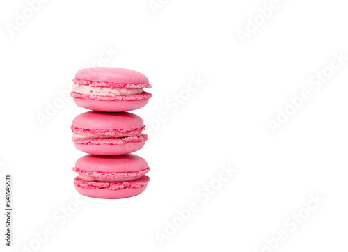 Three pink macaroon cakes on a transparent background