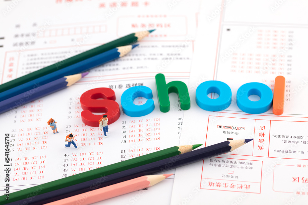 Miniature creative kids go to school for education Miniature creative kids go to school for education