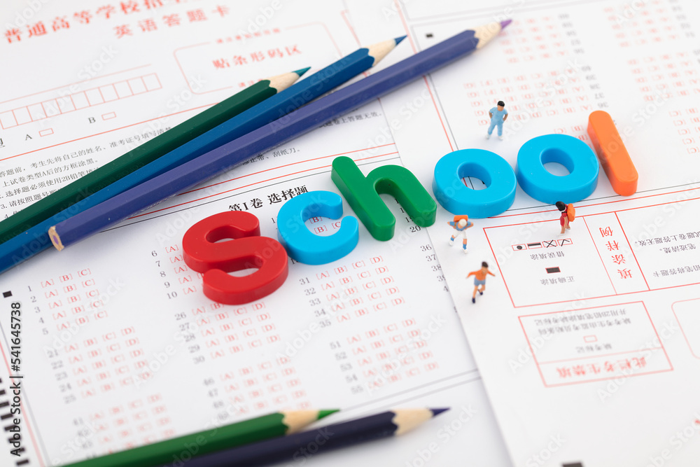 Miniature creative kids go to school for education Miniature creative kids go to school for education