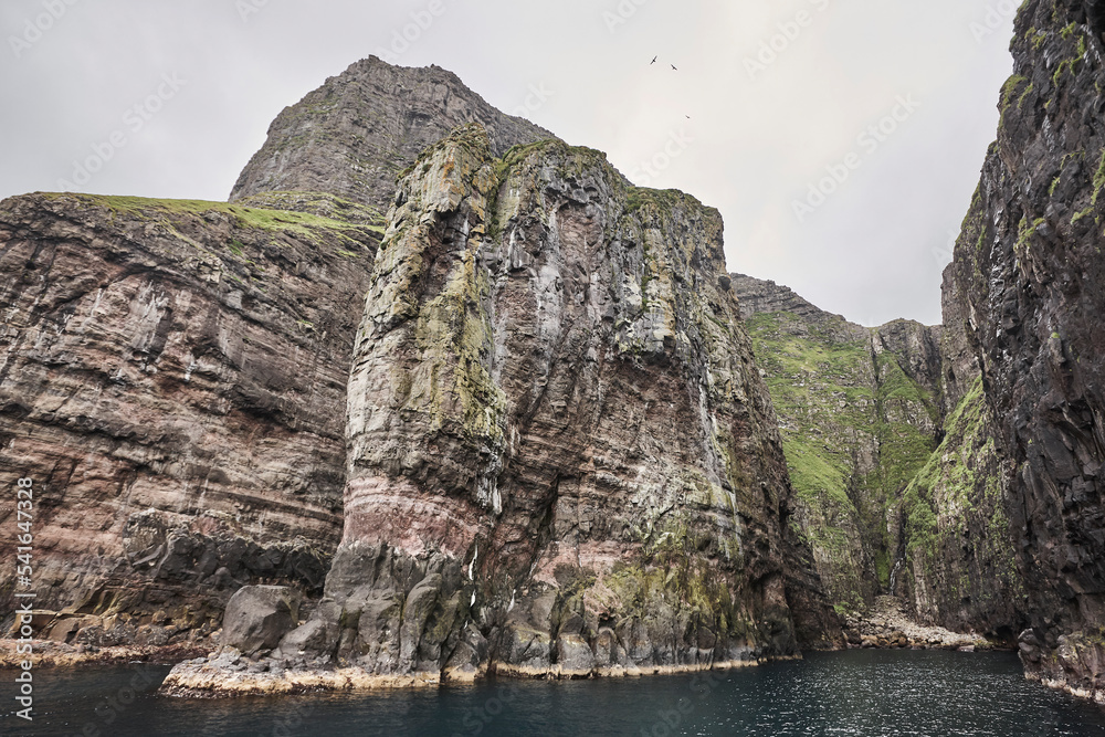 Vestmanna stunning cliffs and atlantic ocean, the elephant. Faroe islands.