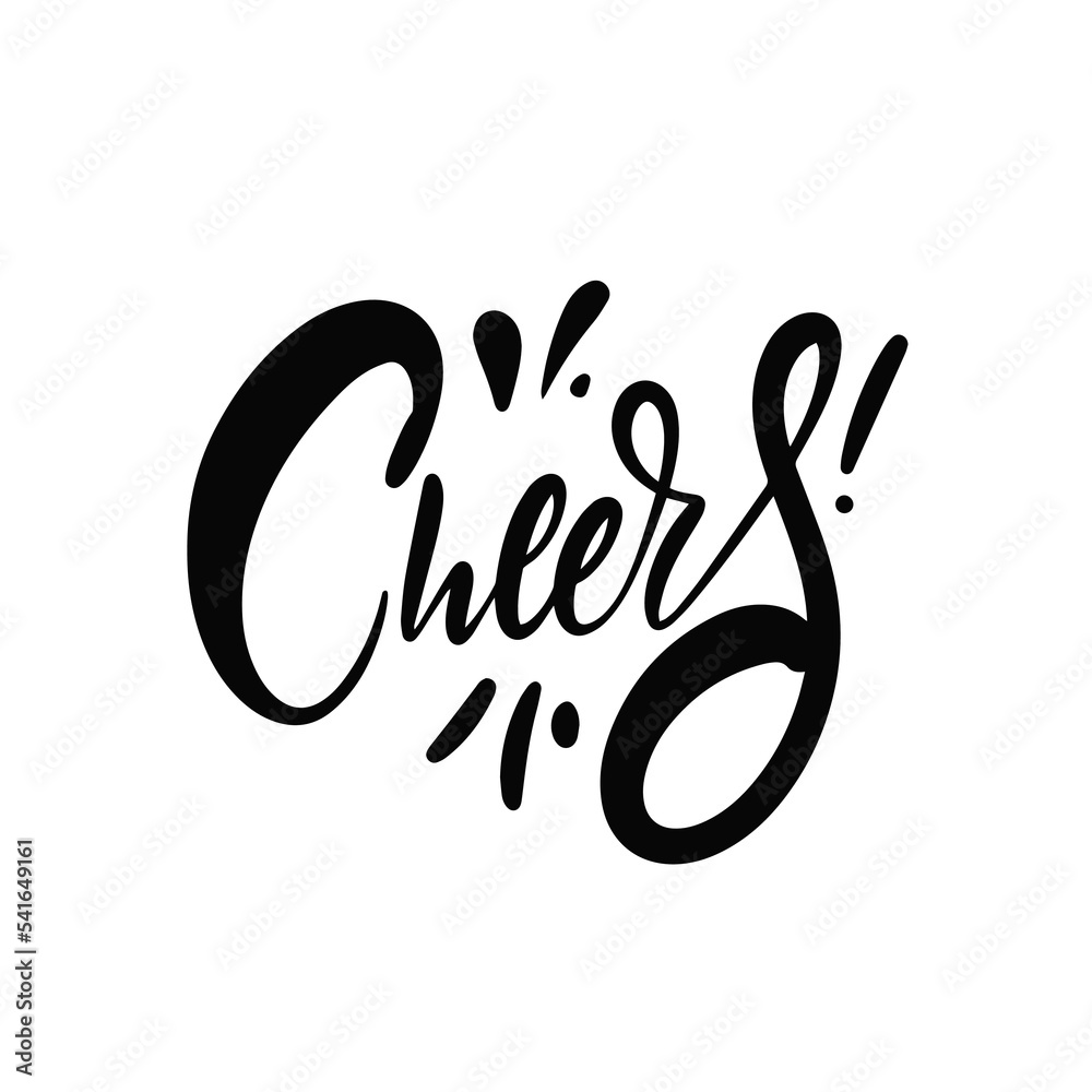 Cheers hand drawn black color ink calligraphy word. Holiday celebration
