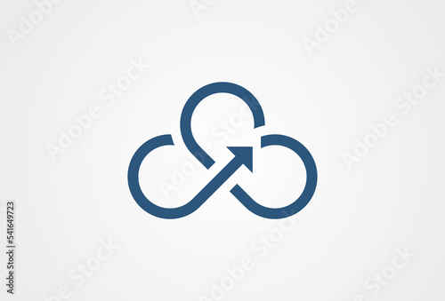 Cloud icon logo design, cloud with arrow combination, flat design logo template element, vector illustration