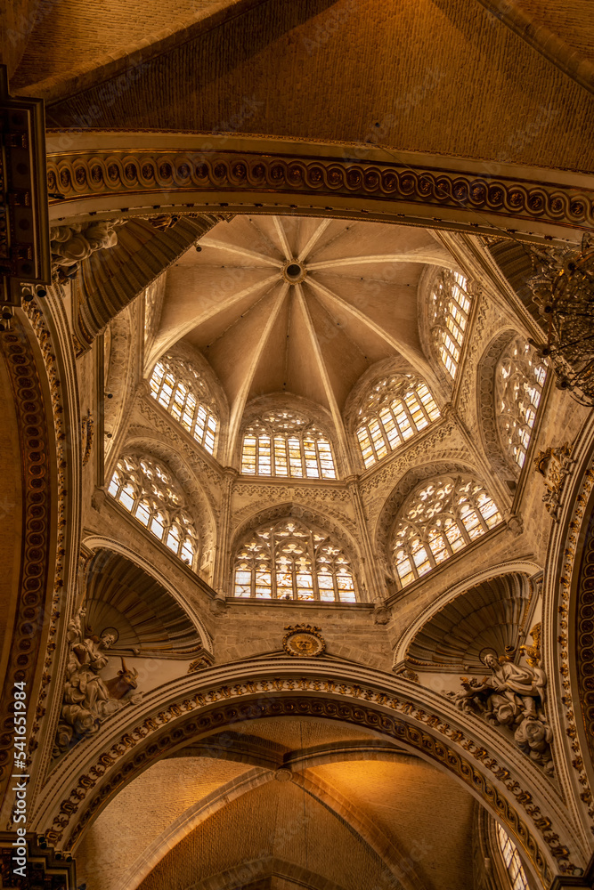 Interior view of the Cathedral of Valencia. June 2022 Valencia, Spain