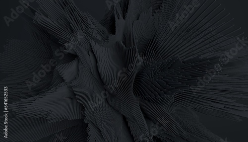 3d render of abstract detailed shape. Black futuristic background. photo