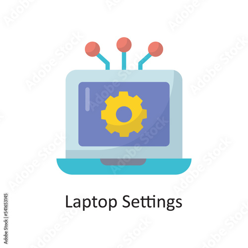 Laptop Settings Vector  Flat Icon Design illustration. Cloud Computing Symbol on White background EPS 10 File