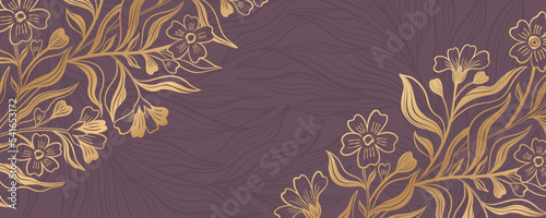 Flower plant hand drawn style. Banner design abstract vertical. Template background vintage style.