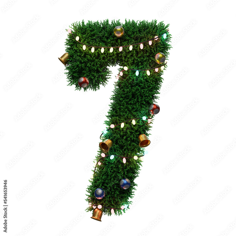 3D Number Shape Pine Tree 3D Number Shape Pine Tree