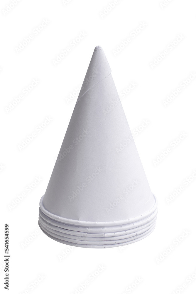 Cone shape disposable paper cups on white background Cone shape disposable paper cups on white background