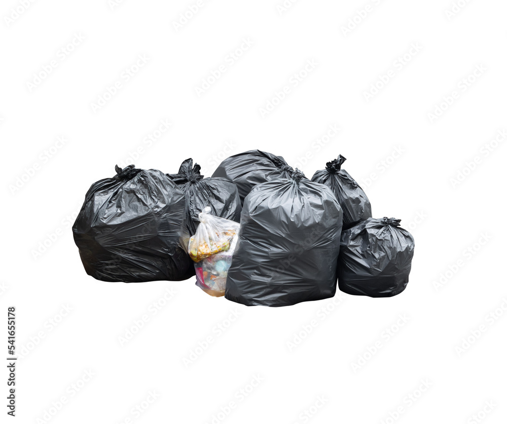 pile of garbage black bag  isolated on white background