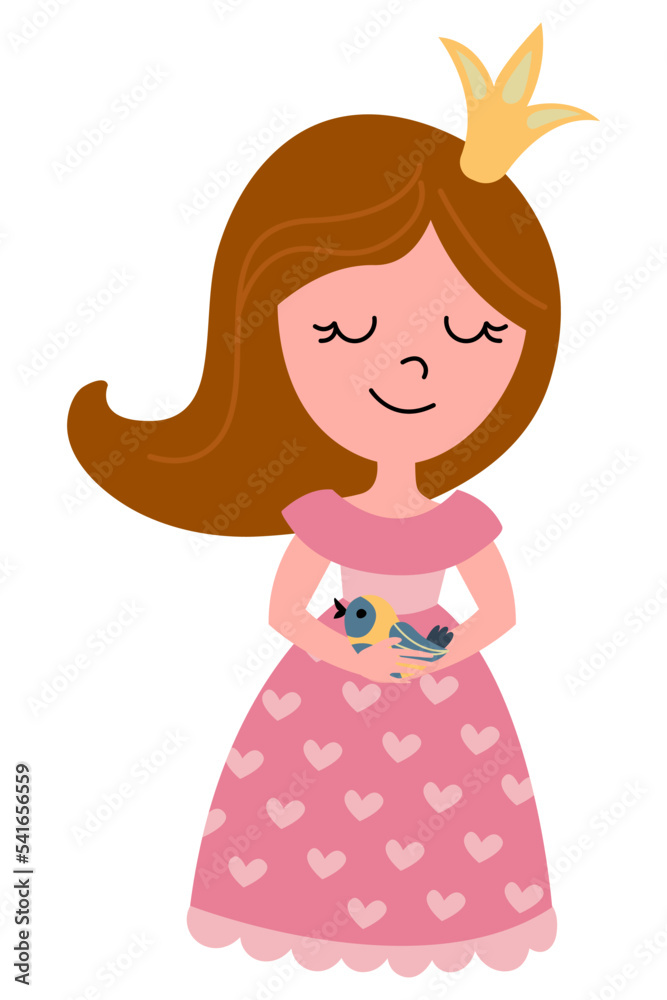 Cute hand drawn princess on a white, isolated background. Cute hand drawn princess on a white, isolated background.