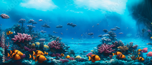 Artistic concept illustration of a underwater coral landscape  background 3d illustration.