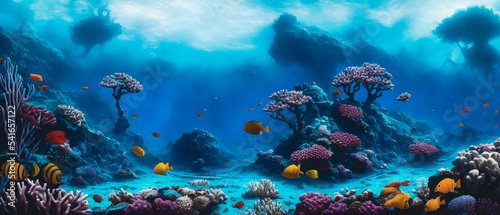 Artistic concept illustration of a underwater coral landscape, background 3d illustration.