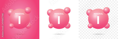Iodine icon set. Essential minerals symbol vector illustration. I Mineral symbol isolated on transparent background.