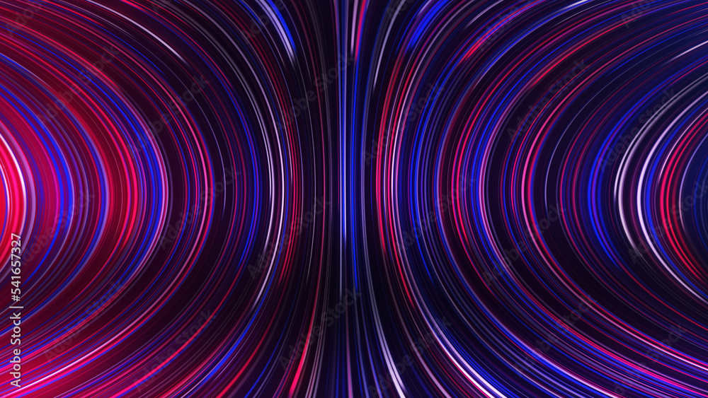 3D rendering of an abstract panoramic neon background with glowing rays 3D rendering of an abstract panoramic neon background with glowing rays