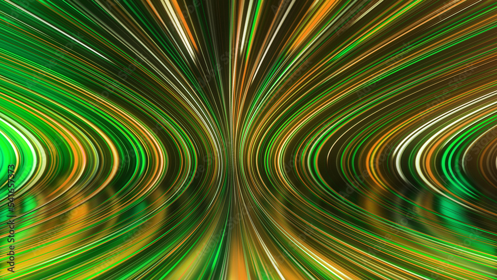 Obraz premium 3D rendering of an abstract panoramic neon background with glowing rays