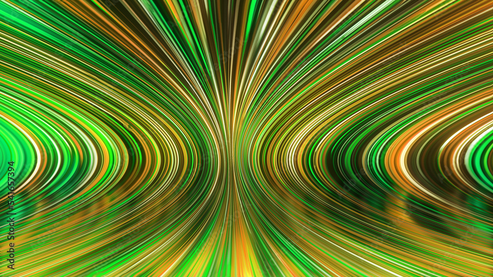 Obraz premium 3D rendering of an abstract panoramic neon background with glowing rays