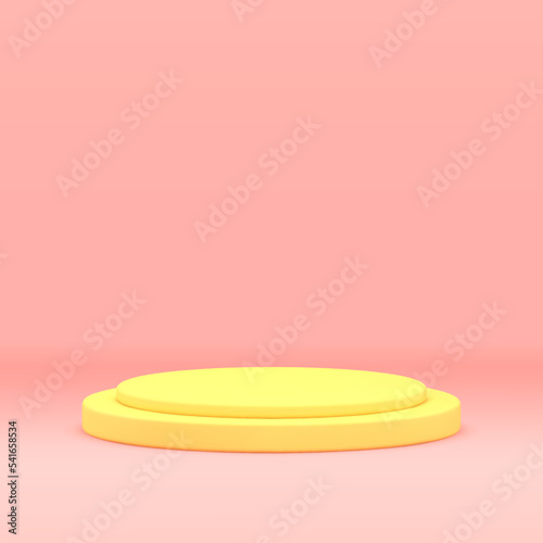 Cylinder yellow stairs step pedestal round showcase for product presentation 3d design vector