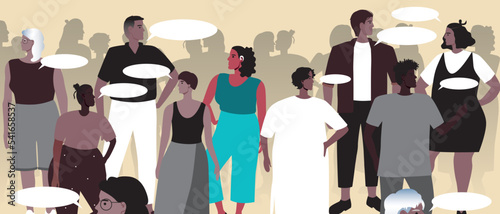 Deaf disabled person against group of people or crowd, flat vector stock illusion with problem of social isolation