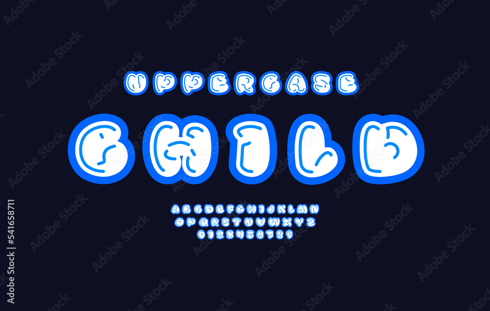 Comic font alphabet in the cartoon style, uppercase letters and numbers, vector illustration 10EPS Comic font alphabet in the cartoon style, uppercase letters and numbers, vector illustration 10EPS