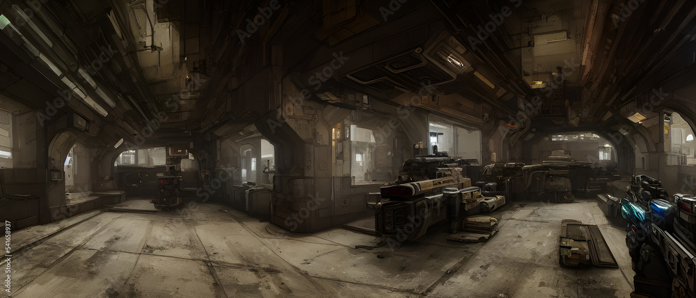 Artistic concept painting of a shelter interior, background illustration.