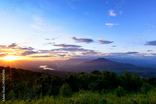 The viewpoint at the mountain in the Phu Pa por Fuji atmosphere at sunset at Loei  Loei province  Thailand fuji mountain similar to Japan s Fuji mountain.