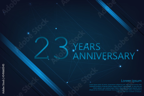 23 years anniversary banner. Poster template for celebrating anniversary event party. Vector illustration